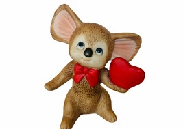 Christmas Mouse Figurine Mice Holiday vtg anthropomorphic Enesco Homco Heart bow - £13.37 GBP