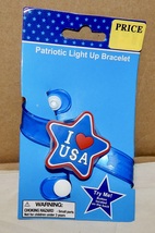 LED Patriotic Light Up Bracelet I Love USA Blinking Function NIB 269G - $2.89