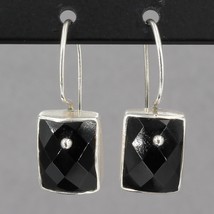 Retired Silpada Sterling Silver Faceted Black Onyx Wire Drop Earrings W1262 - £27.45 GBP
