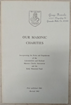Our Masonic Charities 1963 Pamphlet by S Brown Leicester Rutland Kelly M... - $188.27 MXN