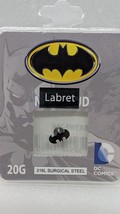 Labret lip tragus 316L Surgical Steel 16g 1/4&#39; Black Batman Internally Threaded - £6.96 GBP