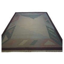 Handmade Vintage Indian Dhurrie Kilim Rug 8.4&#39; x 9.6&#39; (258cm x 295cm), 1... - $15,571.61 MXN