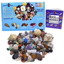 Rock, Mineral &amp; Fossil Collection Activity Kit (125+ Pcs And No Gravel) 2 Geodes - £36.64 GBP