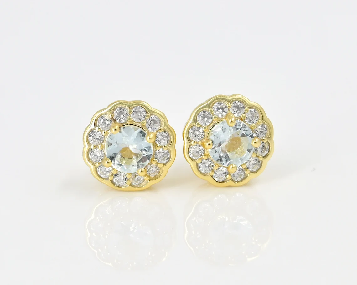 Round Cut 0.46CT Lab Grown Diamond Women&#39;s Stud Earrings 14K Solid Yello... - $599.99