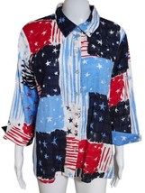 Allison Daley Tunic Top Women&#39;s PL Blue Red Patriotic Lightweight Shirt - £19.71 GBP