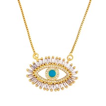 FLOLA Gold Color Necklaces for Women Cubic Zirconia Turkish Blue Eye Necklaces L - £13.21 GBP