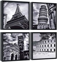 Wieco Art Framed Wall Art Architectures Modern 4 Panels Giclee Canvas Prints - $72.94