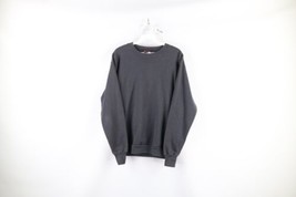 Vintage 90s Streetwear Mens Medium Faded Blank Crewneck Sweatshirt Dark Gray USA - £38.91 GBP