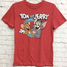 Vintage Tom And Jerry Mens Graphic T-Shirt Red Crew Neck Short Sleeve Tee S - £12.09 GBP