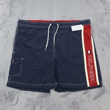 Tommy Hilfiger Shorts Mens M Blue Nylon Adjustable Waist Drawstring Trunks - $22.75