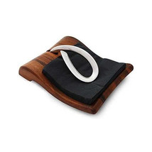 Nambe Breeze Napkin Holder with Acacia Wood Base 9&quot;L x 7.5W x 3H - Natural - £122.27 GBP