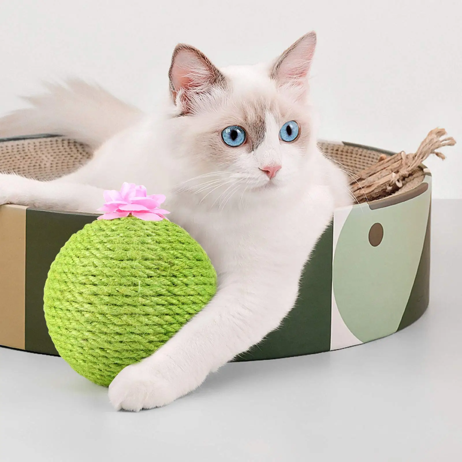 House Home Tumbler Cactus Cat Scratching Ball Toy Kitten Sisal Rope Ball Board G - £19.98 GBP