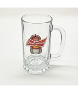 Budweiser Beer Mug Tankard Clear Glass Thick Bottom Jukebox Logo Vintage... - $16.36 CAD