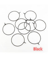 20-40mm Black Earring hoops, ear wire loops, DIY beaded earring accessories - $1.50+