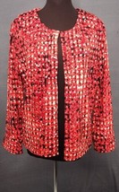 PICADILLY Fashions Long Sleeve Red Black Silver Sparkle Lined Jacket Size S - $19.95