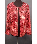 PICADILLY Fashions Long Sleeve Red Black Silver Sparkle Lined Jacket Size S - £15.65 GBP
