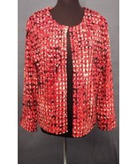 PICADILLY Fashions Long Sleeve Red Black Silver Sparkle Lined Jacket Size S - $27.34 CAD