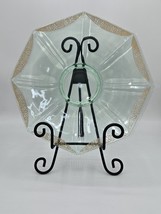 Tiffin Uranium Glass Plate Gold Trim 10&quot; - $55.54