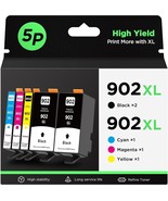 902 XL 5 Pack Ink Cartridges Compatible with HP 902XL 902 High Yield Com... - £60.83 GBP