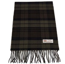 Men&#39;s 100% Cashmere Scarf Wrap Plaid Olive / Brown / Black Made in England #F04 - £7.42 GBP