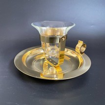 Vintage Brass &amp; Glass Hand Held Wall Sconce Two-Way Finger Candle Holder - £35.97 GBP