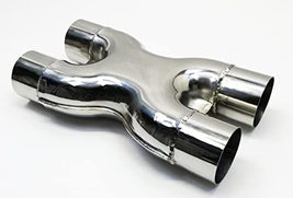 Exhaust Stamped X Pipe 2.50" Dual Inlet to 2.50" Dual Outlets High Polished 304  - £37.59 GBP