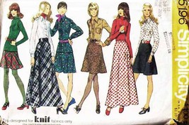 Vintage 1972 Misses&#39; SKIRTS Simplicity Pattern 5196-s Size 12 - £9.44 GBP