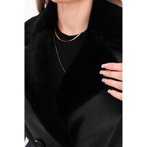 Vinci The Raven Long Shearling Black Leather Women Leather Jacket image 14