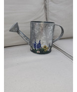 Vintage Galvanized Metal Floral Rose Small Embossed Decorative Watering ... - $11.29