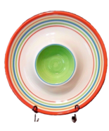 Fresh Decor Festive Striped Chip and Dip Serving Bowl 14&quot; Ceramic NWOT - €17,86 EUR