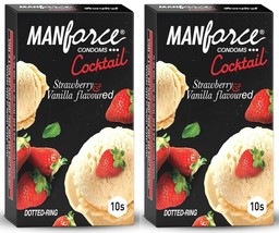 Manforce Cocktail Strawberry &amp; Vanilla Flavoured Condoms Pack of 2 - £8.68 GBP