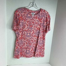 D &amp; Co Denim &amp; Co Womens Sz XS Purple Pink Tunic Top Shirt Flutter Sleeve - £12.45 GBP