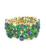 14k Gold Tansanit Cabochon Und Geschnitzter Smaragd Armband Mit / 2.85 K... - €28.243,00 EUR