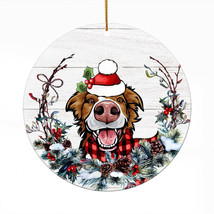 Cute Miniature Schnauzer Dog Santa Hat Wreath Christmas Ornament Acrylic Gift - £13.18 GBP