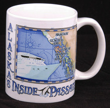 Alaska&#39;s Inside Passage Coffee Mug-White Cup-Vtg-Map-Vtg-Tongass Trading Co. - £7.45 GBP