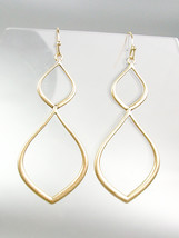 GORGEOUS Urban Anthropologie Thin Gold Metal Elongated Tear Drop Dangle Earrings - £13.65 GBP