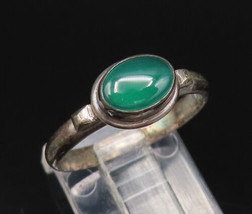 925 Sterling Silver - Vintage Minimalist Green Carnelian Ring Sz 6.5 - RG25791 - £24.29 GBP