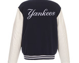 MLB New York Yankees Reversible Fleece Jacket PVC Sleeves Embroidered Lo... - £102.71 GBP