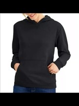 MSRP $37 Karen Scott Womens Pocketed Ribbed Hooded Sweatshirt Black Size Medium - $15.67