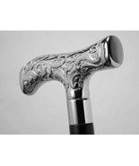 Antique Brass Walking Stick Deluxe Walking Cane Beautiful Brass Silver H... - $34.00