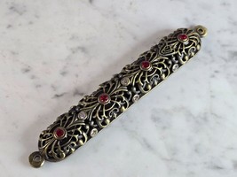 DECORATIVE COLLECTIBLE JEWISH OR JUDAICA JEWELED ENAMEL MEZUZAH E963 - $67.76 CAD