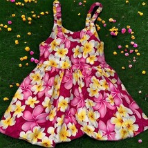 Pacific Legend Girls Plumeria pink yellow white Toddler Bungee Dress 6-9... - $13.85