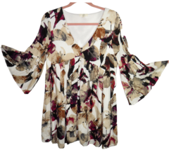 Women&#39;s Medium, Entro Floral Bell Sleeve Boho Oversized Tunic - £19.58 GBP