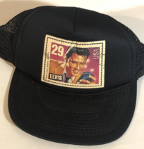Elvis Presley 29 Cent Stamp Hat Cap vintage Black Trucker Hat SnapBack ba1 - $17.81