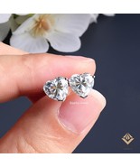 Heart Moissanite Diamond Stud, Genuine Solid Gold Stud, 10K 14KGold Stud... - $411.45 CAD+