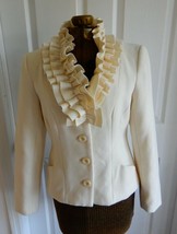 Spense cream colored button front ruffled structured jacket - £15.63 GBP
