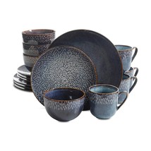 Gibson Elite Matisse 16-Piece Double Bowl Dinnerware Set, Cobalt - £135.50 GBP