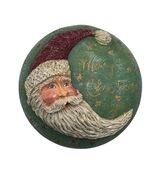 Vtg Santa Crescent Moon Trinket Box Round Ceramic with Lid 3.75&quot; Merry C... - €13,98 EUR