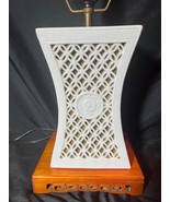 Vintage Blanc de Chine Ceramic White Reticulated Pierced Table Lamp Ligh... - $201.65 CAD