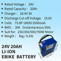 48V/36V/24V 20Ah 15Ah 10Ah Lithium Ion Ebike Battery Electric Bicycle Motor BMS - £123.97 GBP+